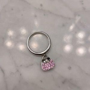 Sterling silver ring with purse charm